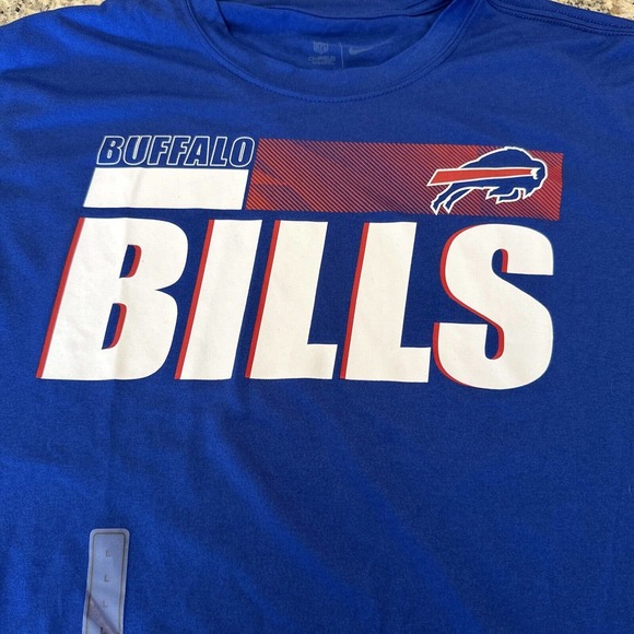 Men’s Buffalo Bills Nike Branded Dri-Fit T-Shirt - Blue Size Large - Picture 2 of 3